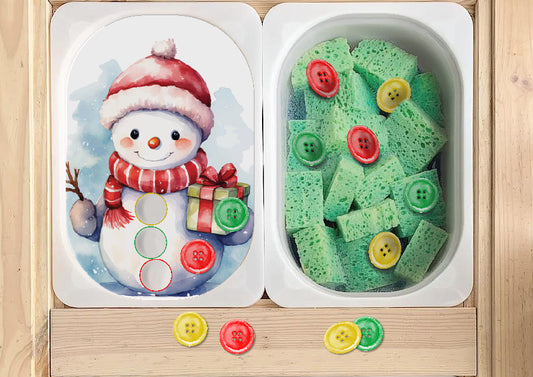 Flisat insert - Snowman color button match - counting game