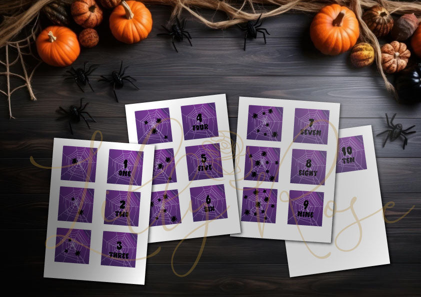 Magnet tile toppers - Halloween creepy spider counting activity