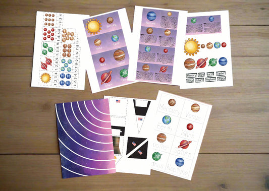 Space Mega Bundle - Magnet tile toppers, Flashcards, Flisat Insert