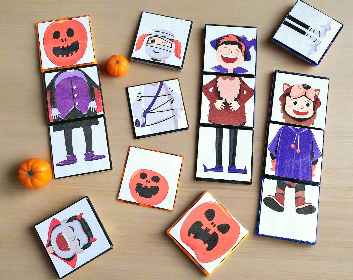 Magnet tile toppers - Halloween dress up matching game