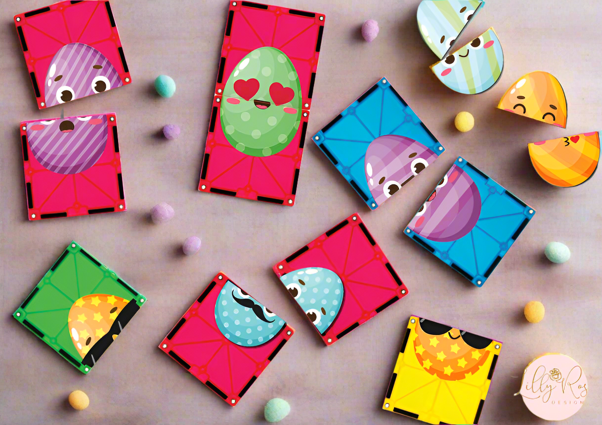 Magnet tile toppers - Easter egg matching game