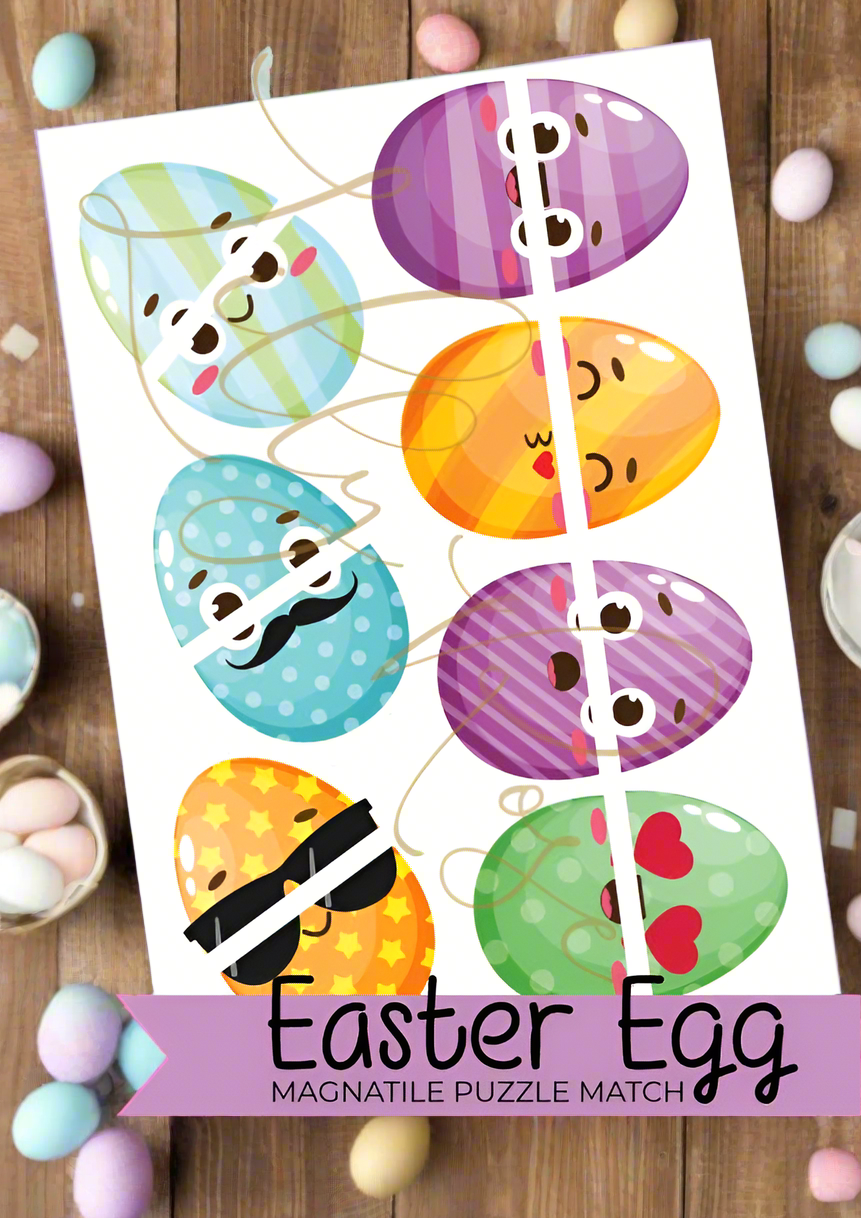 Magnet tile toppers - Easter egg matching game