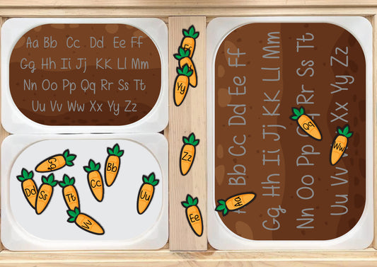 Easter carrot alphabet dig and find Flisat Insert