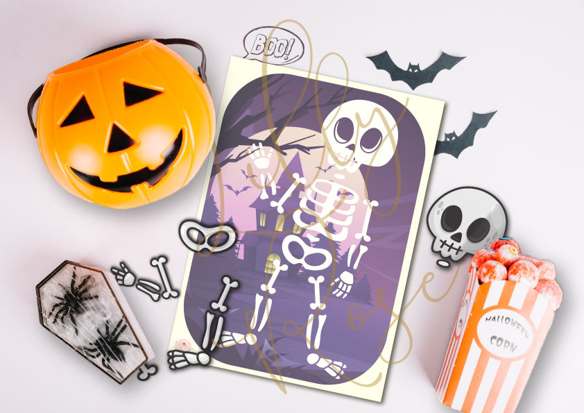 Flisat insert - Halloween skeleton building activity