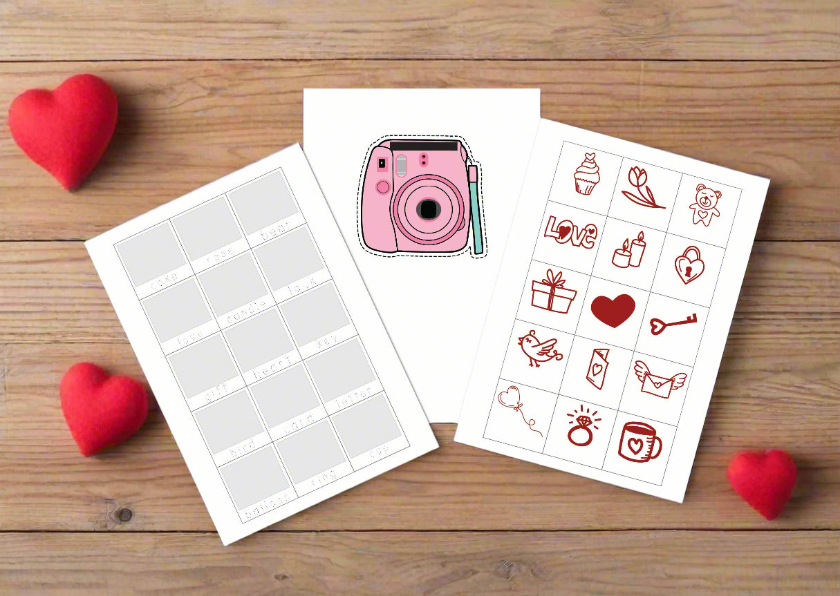 Valentines Day secret message camera printable with tracing words