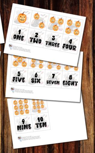 Magnet tile toppers - Pumpkin counting 1- 10