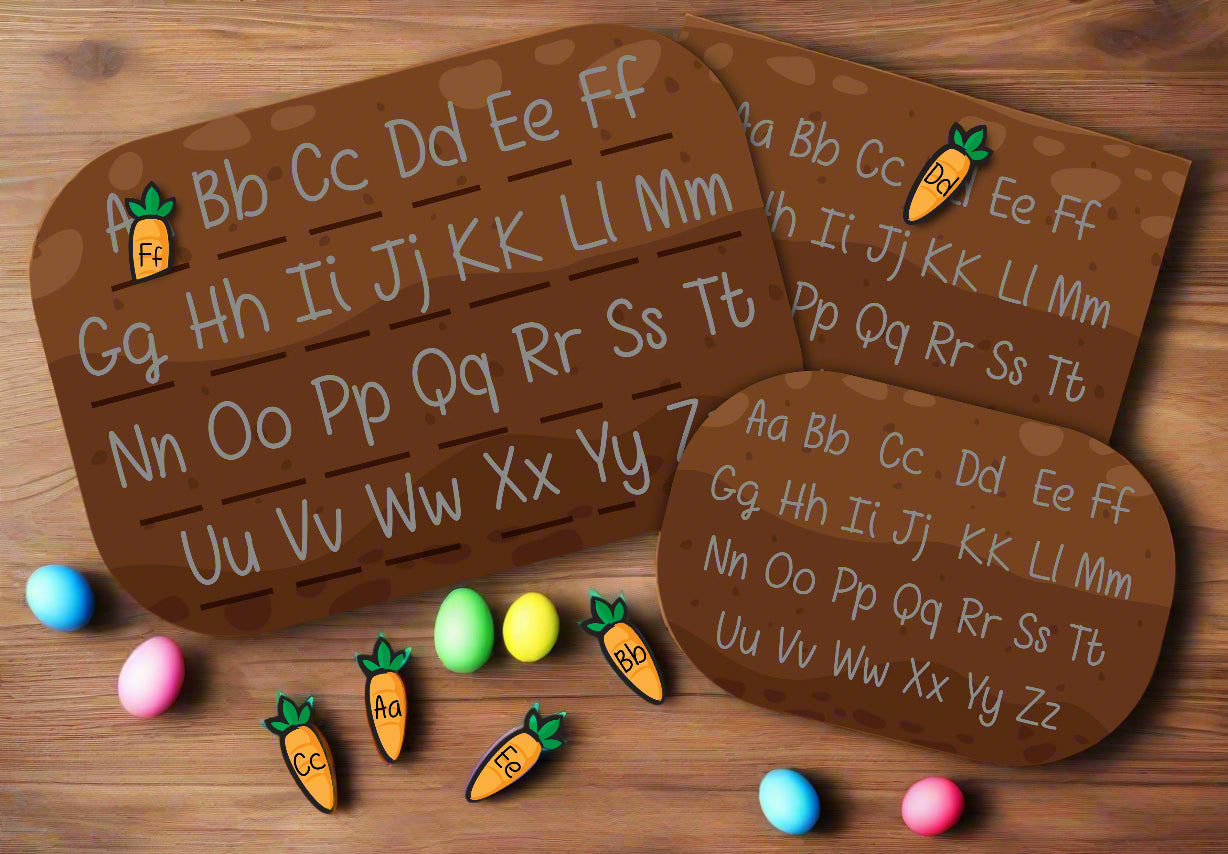 Easter carrot alphabet dig and find Flisat Insert