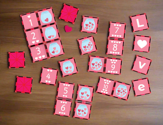 Magnet tile toppers - Valentines day counting 1-10